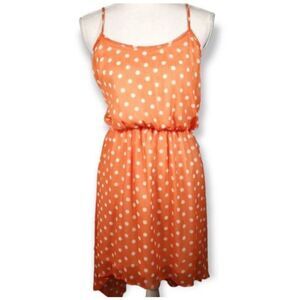 ALMOST FAMOUS ORANGE & CREAM POLKA-DOT DRESS SZ.L EUC.